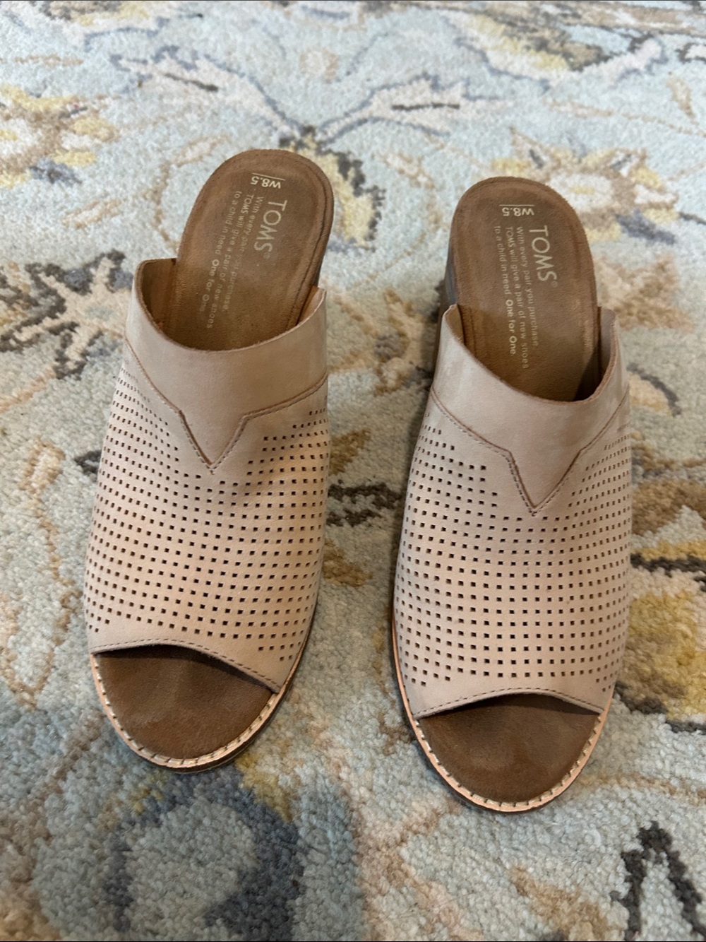 TOMS Women’s Beige Perforated Slide Mules